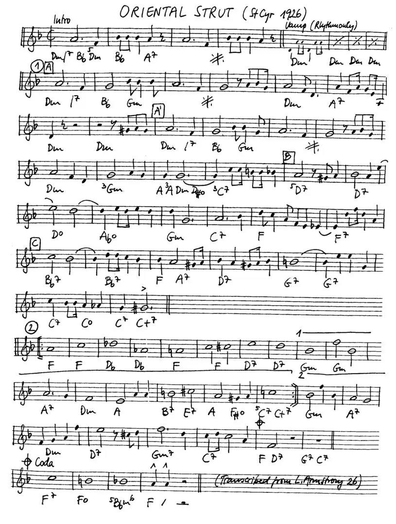 oriental strut free jazz leadsheet - Courtesy of the Jungle Jazz Band